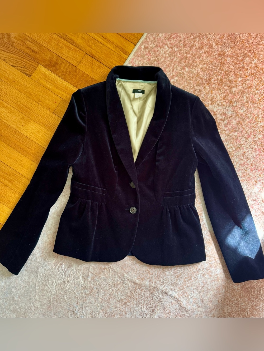 Vintage Navy Blue J.Crew "Eden" Velvet Peplum Blazer